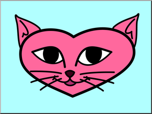 Clip Art: Valentine Kitten Face Color