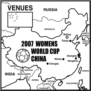 Clip Art: 2007 WC: China Venues Map B&W