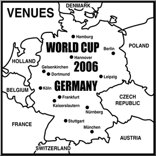 Clip Art: 2006 WC: Germany World Cup Venues Map B&W