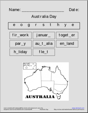 Vocabulary: Australia Day Activities (primary)