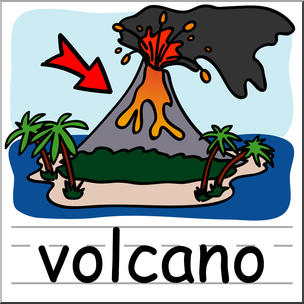 Clip Art: Basic Words: Volcano Color Labeled