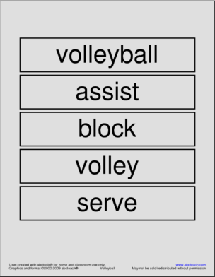 Word Wall: Volleyball Terminology