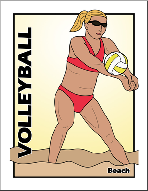 Clip Art: Beach Volleyball Color