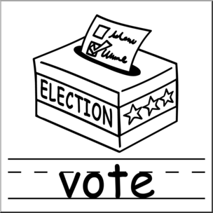 Clip Art: Basic Words: Vote B&W Labeled
