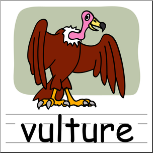 Clip Art: Basic Words: Vulture Color Labeled