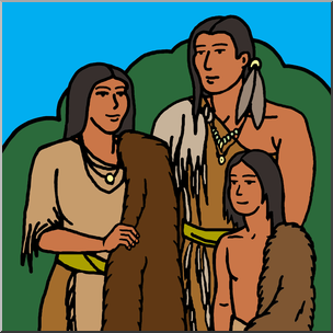 Clip Art: Wampanoag Family Color – Abcteach