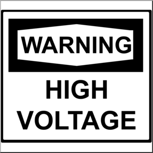 Clip Art: Electricity: Warning High Voltage Sign B&W