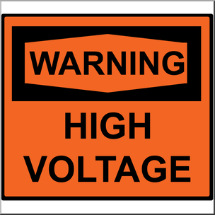 Clip Art: Electricity: Warning High Voltage Sign Color