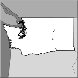 Clip Art: US State Maps: Washington Grayscale