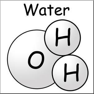 Clip Art: Molecule: Water B&W