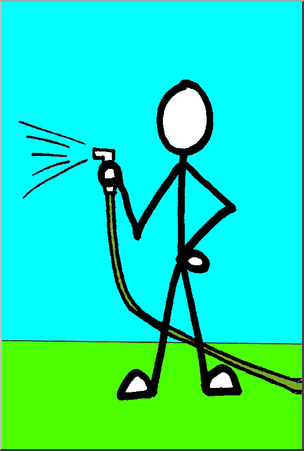 Clip Art: Stick Guy Watering Color
