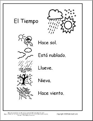 Spanish: Vocabulario – El tiempo (primaria)