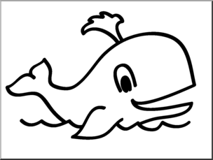 Clip Art: Basic Words: Whale B&W Unlabeled