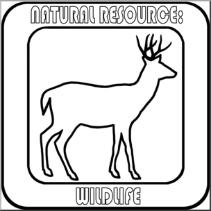 Clip Art: Natural Resources: Wildlife B&W Labeled