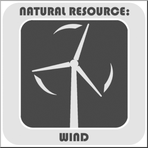 Clip Art: natural Resources: Wind Grayscale Labeled