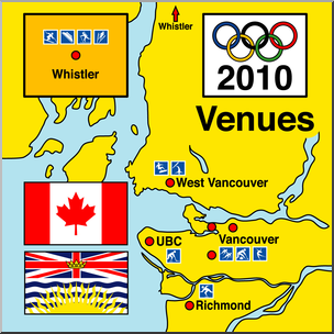 Clip Art: 2010 Winter Olympics Venues Map Color