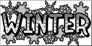 Clip Art: Winter Banner Grayscale