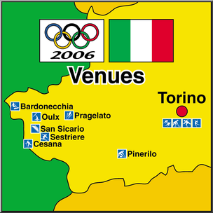 Clip Art: 2006 Winter Olympics Venues Map Color