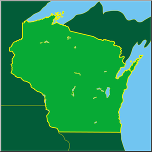 Clip Art: US State Maps: Wisconsin Color
