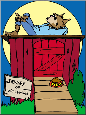 Clip Art: Halloween Houses: Wolfman’s Dog House Color