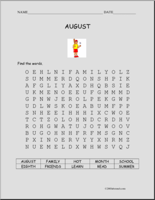 Word Search: August