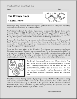 Comprehension: The Olympic Rings (elem)