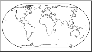 Clip Art: World Map w/ Latitude and Longitude B&W – Abcteach