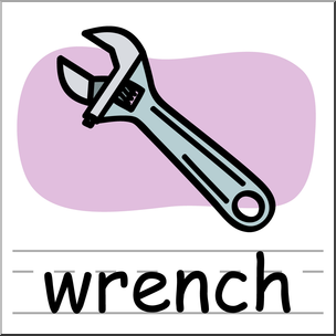 Clip Art: Basic Words: Wrench Color Labeled