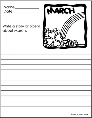 Months – March (primary/elem) Color and Write