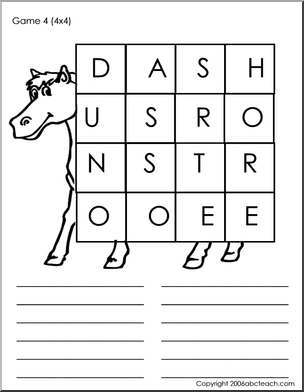Search a Word 4 x 4 (horse) Game