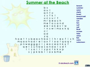 Interactive: Flipchart: Word Search: Beach (easy)