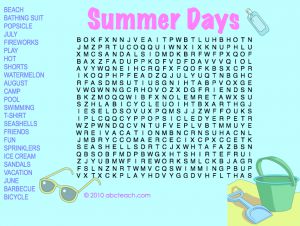 Interactive: Notebook: Word search- Summer (hard)