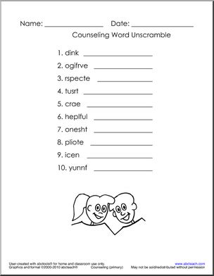 Counseling: Word Scramble (primary)