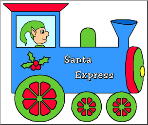 Clip Art: Christmas Train Color