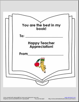 Certificate: Teacher Appreciation – You are the Best in My Book!