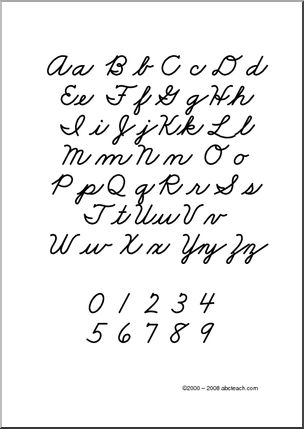 Chart: Cursive Alphabet Aa-Zz (ZB-Style Font)