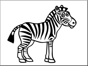Clip Art: Basic Words: Zebra B&W Unlabeled