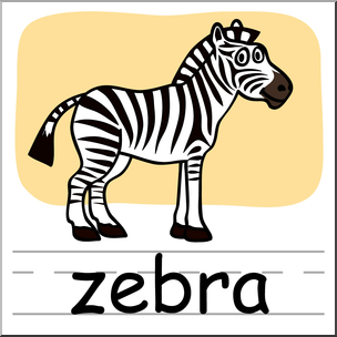 Clip Art: Basic Words: Zebra Color Labeled