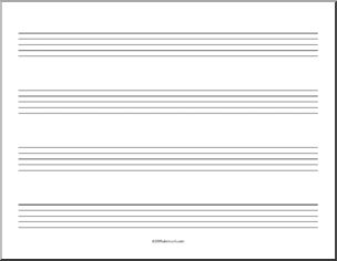 Music Sheet ( 4 staves, landscape orientation)