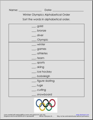 Sort: Olympics: Sports (upper elem) – Abcteach