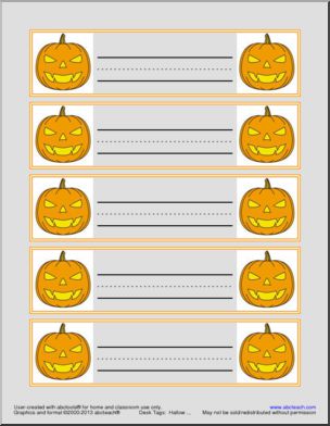 Desk Tags: Halloween (three-ruled lines)