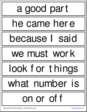 Word Wall: Sight Word Phrases (set 3)