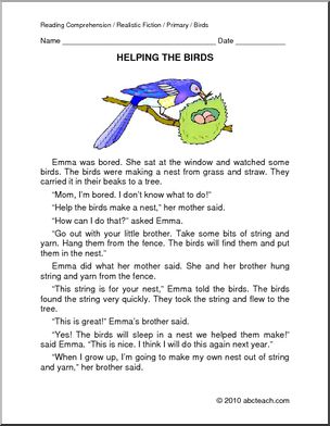 Fiction: Helping the Birds (primary)
