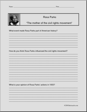 Writing Prompt: Rosa Parks (elementary-middle)