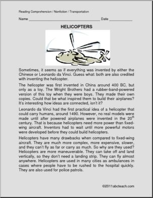 Comprehension: Helicopters (elem)