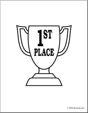 Clip Art: Trophy: First Place (coloring page)