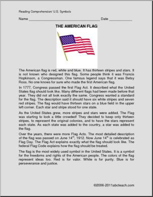 Comprehension: U.S. Symbols – The Flag (elementary)