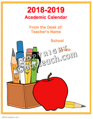 Calendar: 2018-2019 Academic Year Type-In (color)