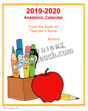 Calendar: 2019-2020 Academic Year Type-In (color)