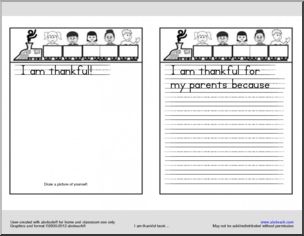 Booklet: I am thankful: three-ruled lines (primary/elementary)